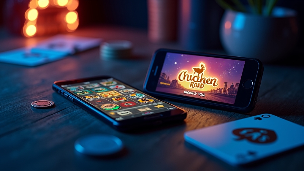Android and iPhone phones showing different Chicken Road download routes